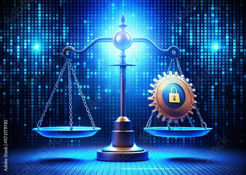 Cyber Law Balance: Digital Justice Scale Weighing Data Protection & Intellectual Property Rights photo