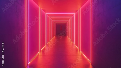 Minimalist hallway with smart LED strips adjusting brightness via voice control.