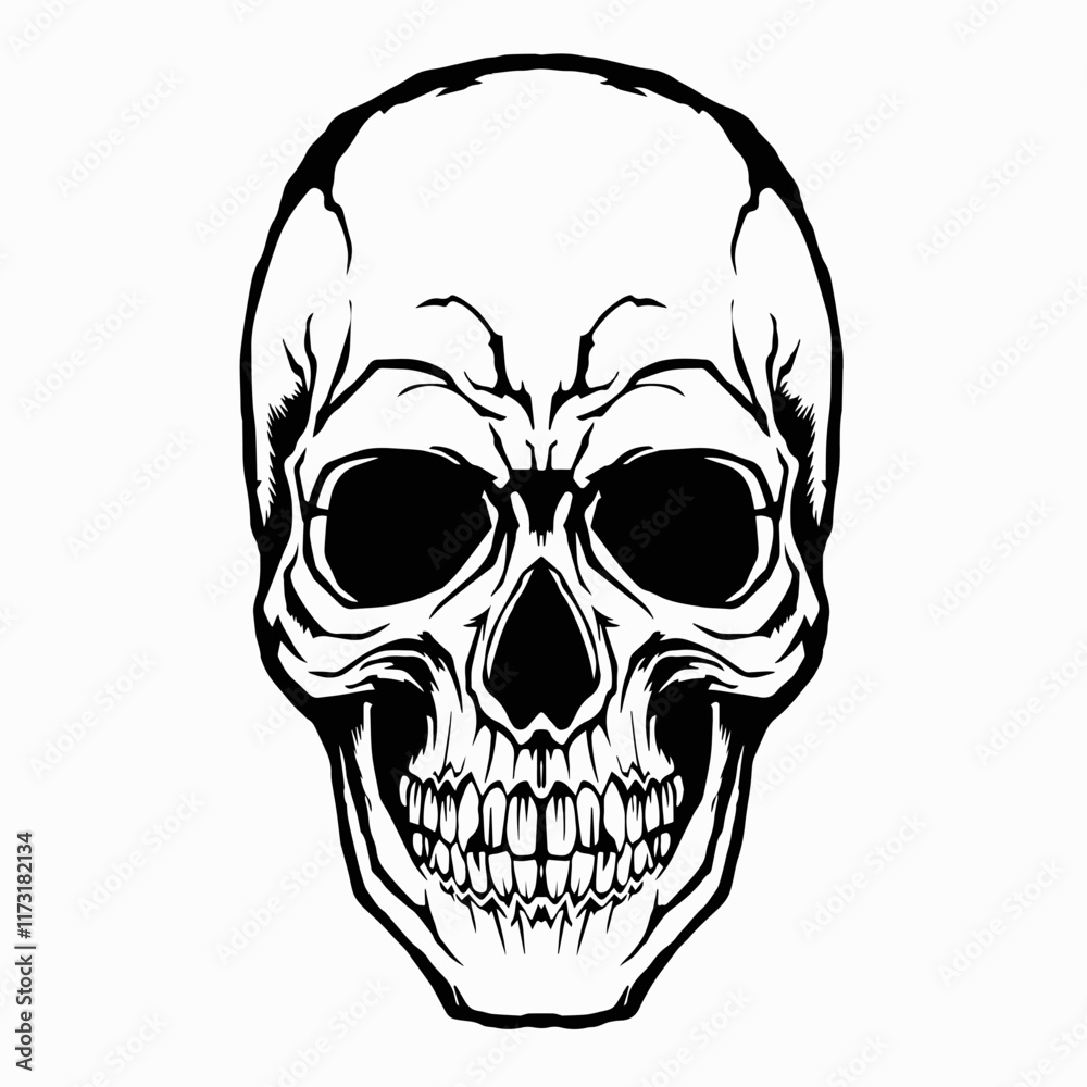 Fototapeta premium skull head vector design black and white