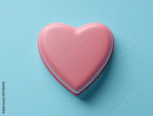 Valentine's Day Pink Heart Shaped Object on Light Blue Background Valentine s Day Love Romance Concept