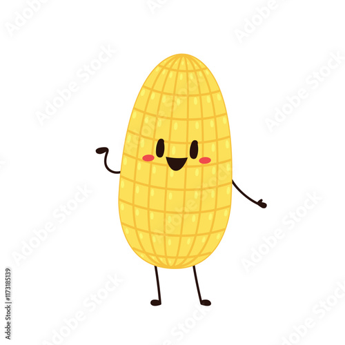 Corn cartoon vector. Cute vegetable vector character isolated on white. Corn mascot.