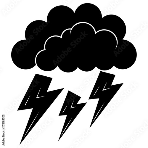 Black Thunderstorm Silhouette vector Illustration Minimalist Flat Vector Design