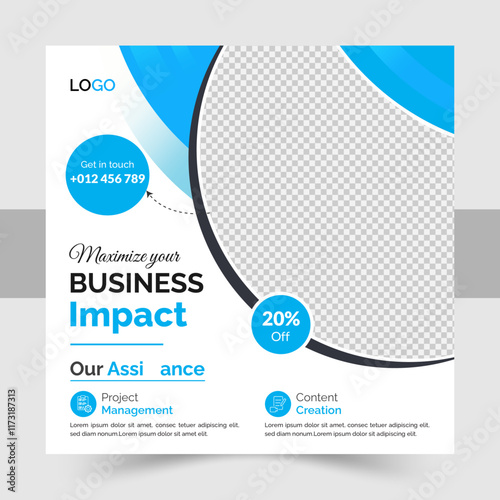 Creative Business marketing social media post template, Digital business marketing social media post design

