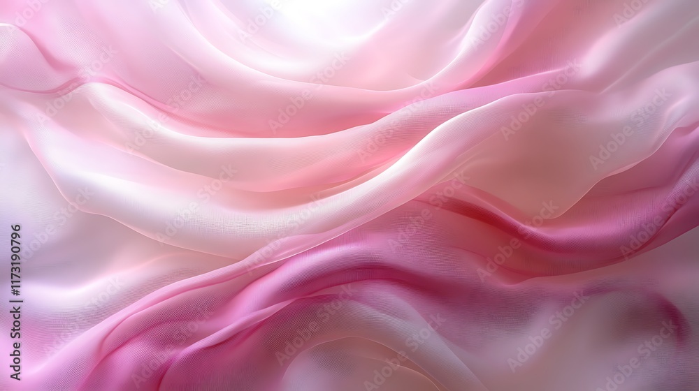 Obraz premium Pink and white silk fabric waves, elegant texture background, design template.