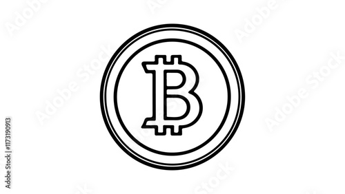 illustration of a bitcoin crypto currency sign icon symbol vector, black and white vector illustration of a bitcoin sign in circle like a coin