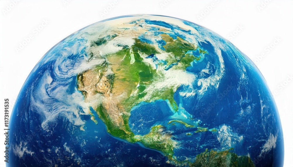 Fototapeta premium Stunning View of North America from Space Capturing Earth's Vibrant Ecosystems, Weather Patterns, and Geographic Features for Earth Day Inspiration