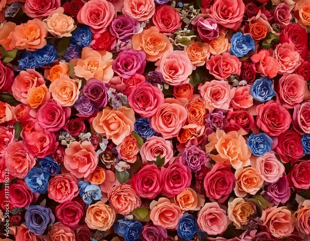 Naklejka premium Bouquet of colourful roses