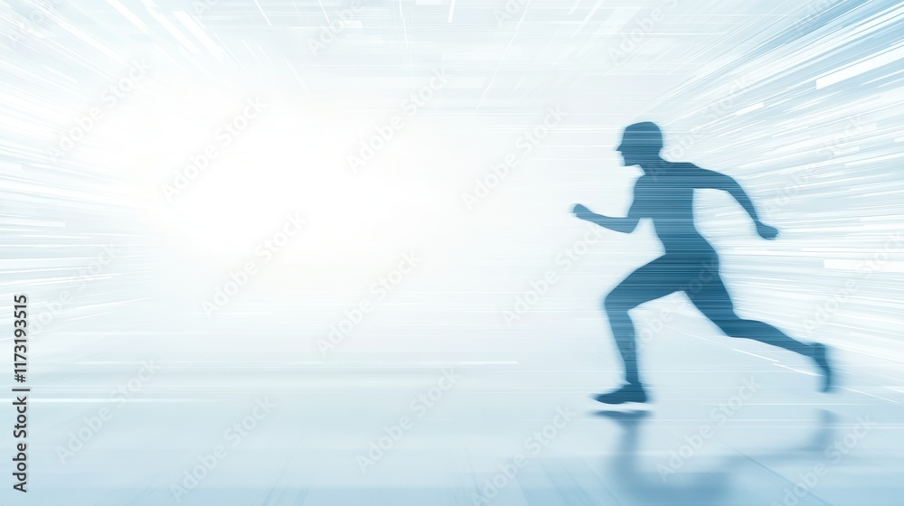 Dynamic Silhouette of a Runner in Motion with Blurred Background for Fitness Themes Dynamic Silhouette of a Runner in Motion with Blurred Background for Fitness Themes