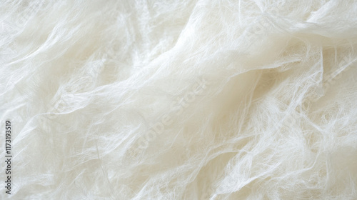 Close up of white fibers of mulberry paper illustrating organic and textile texture