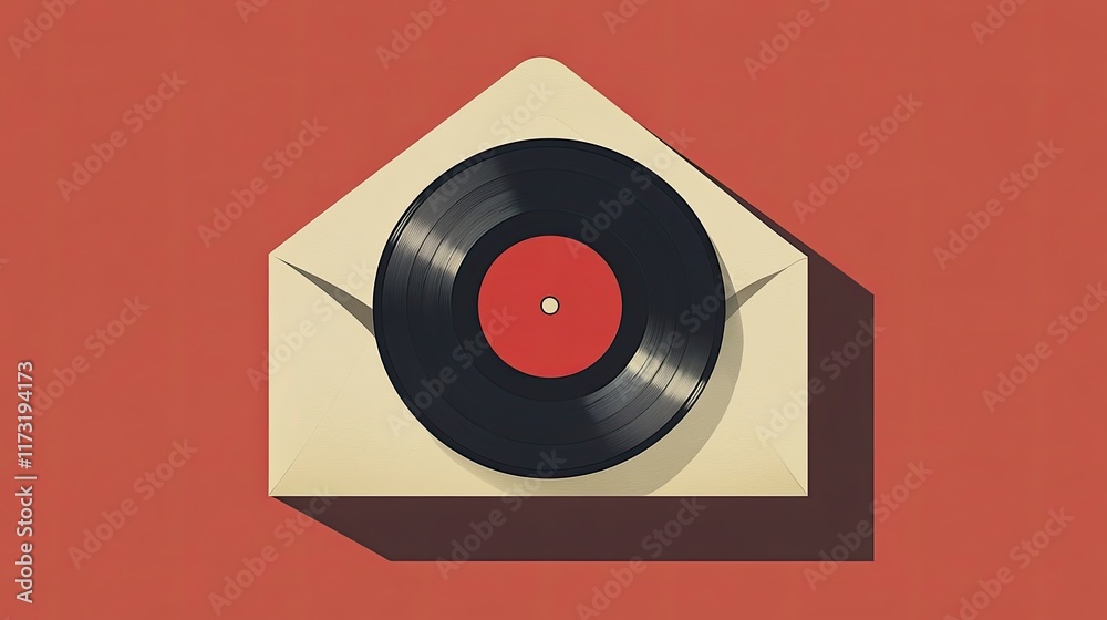 Obraz premium Vinyl record in an envelope, capturing retro music culture