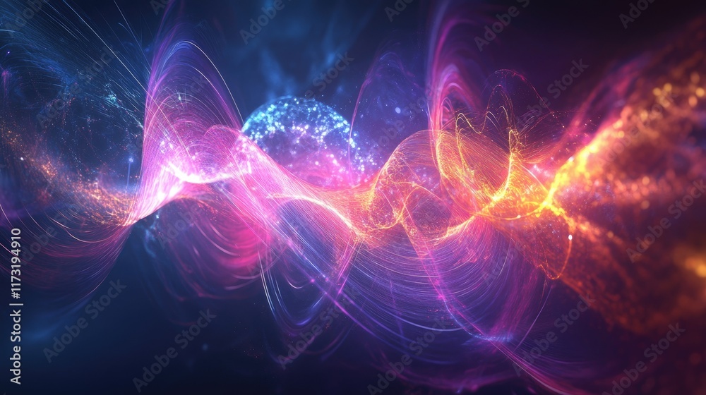 custom made wallpaper toronto digitalVibrations and gravity interacting in a conceptual science design, with glowing particles and radiating wave patterns.