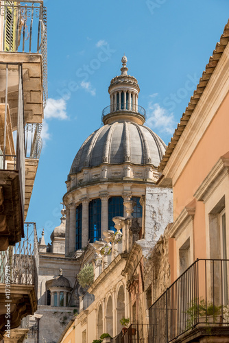 The dome of the Cathedral of San Giorgio is a landmark of the historic center of Ragusa Ibla and serves as its mother church, Eastern Sicily, Italy