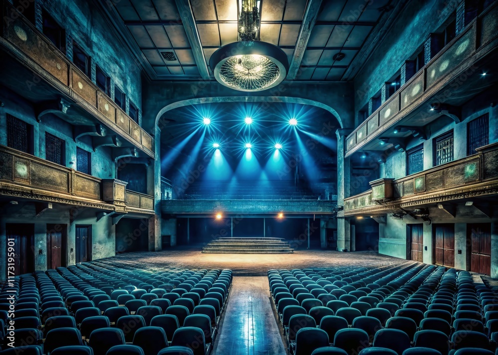 Naklejka premium Deserted Auditorium: Moody Spotlight, Architectural Photography