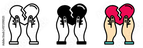 Heartbreak is depicted with a broken heart, symbolizing loss, sorrow, and emotional pain in relationships.