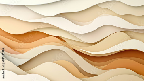 Wallpaper Mural Abstract layered design with smooth sandy and latte inspired gradient waves, transitioning seamlessly in warm beige and cream tones, evoking calm and elegance Torontodigital.ca