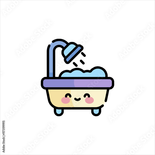 illustration of a shower with a towel