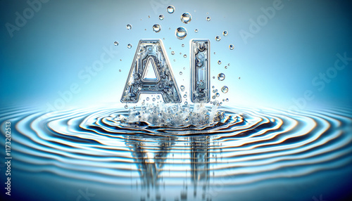 3D logo of Artificial Intelligence. The Dawn of AI: A Ripple Effect Across Humanity’s Future photo