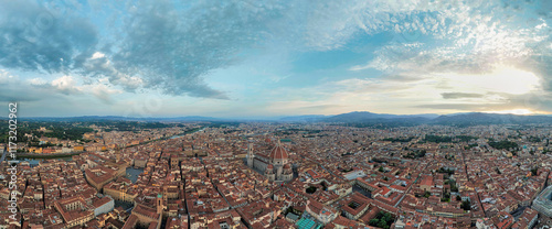 Aerial View of Florence at sunrise. Tuscany. Italy