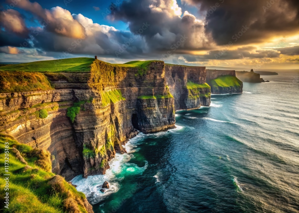 Fototapeta premium Dramatic Cliffs of Moher, Ireland: Breathtaking Coastal Landscape Panorama