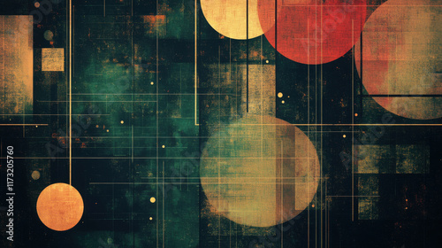 Vintage abstract background with geometric shapes and textures