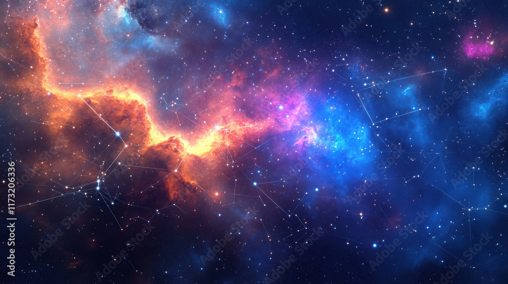 Fototapeta premium vibrant space themed background with colorful nebulae and stars