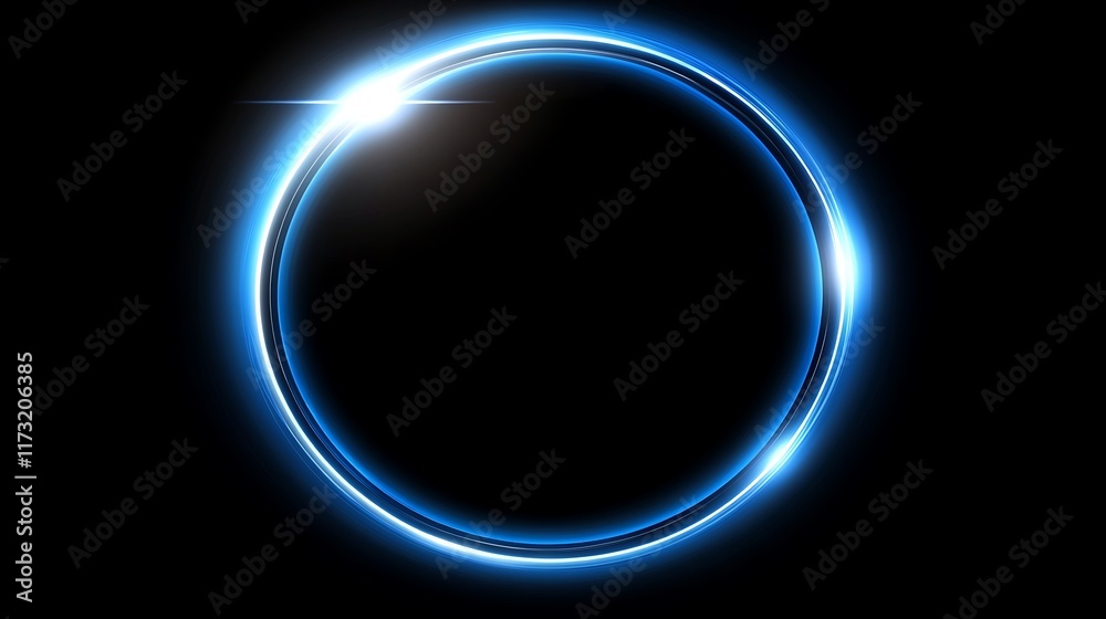 Obraz premium Glowing Blue Circular Light Frame Abstract Design