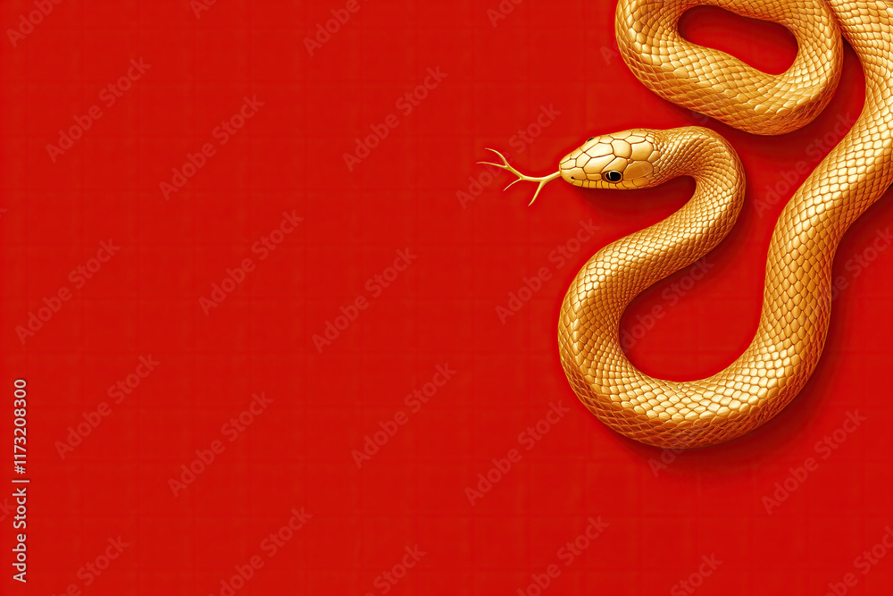 Serpentine Gold: Snake on Red Serpentine Gold: Snake on Red