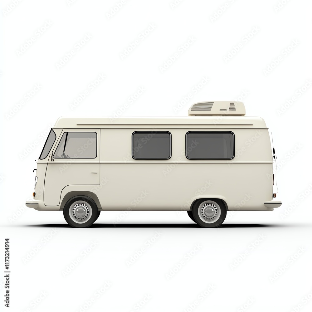 Retro camper van, white isolate background Retro camper van, white isolate background