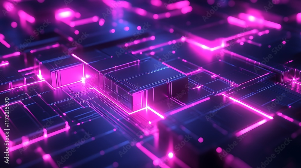 Obraz premium Glowing Circuit Board Abstract, Technology Background.