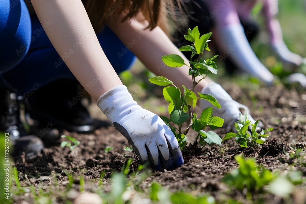 Fototapeta premium Earth Day is celebrated, raising awareness of environmental issues and sustainable practices, preserving the Earth's ecosystem by encouraging individuals to plant trees and reduce waste