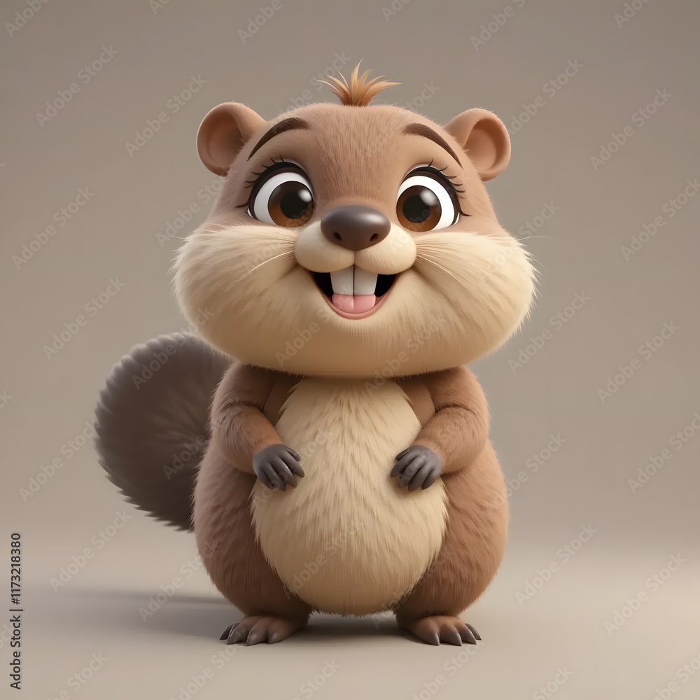 Fototapeta premium Adorable 3D Animal Character with Vibrant Colors and Playful Expression for Creative Projects. Generative AI