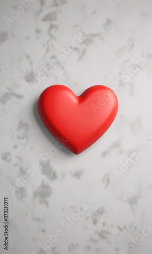 Matte red heart sticker, clean white background  ,  cute,  valentine