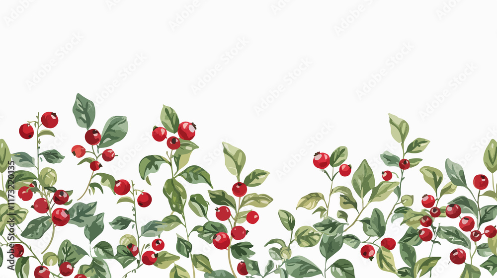 Fototapeta premium Elegant Horizontal Backdrop Decorated with Fresh Lingonberries on Hand