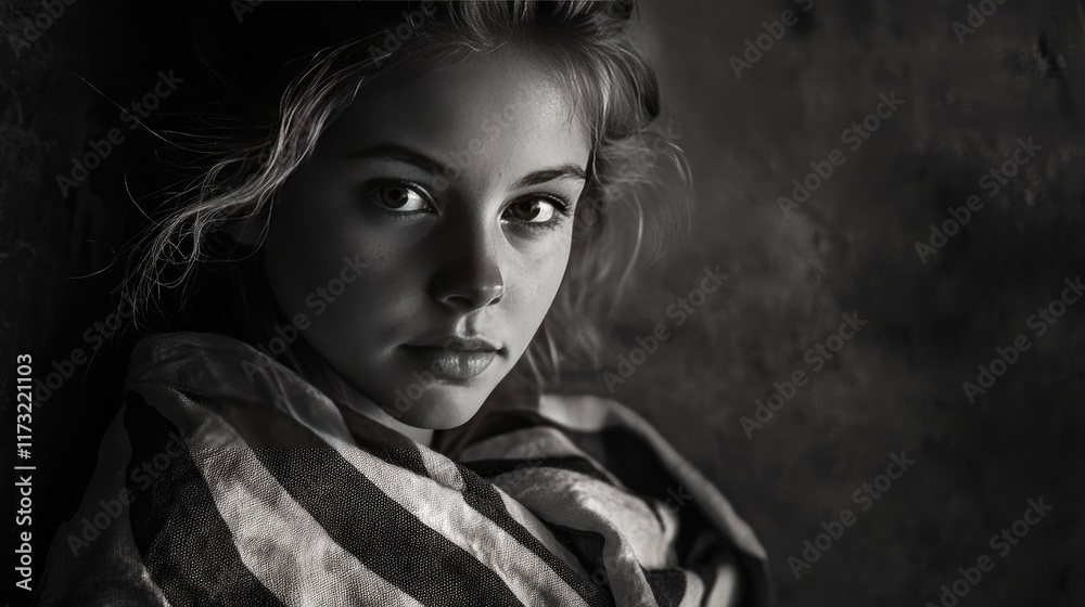 Young woman wrapped in a Union Jack flag Young woman wrapped in a Union Jack flag