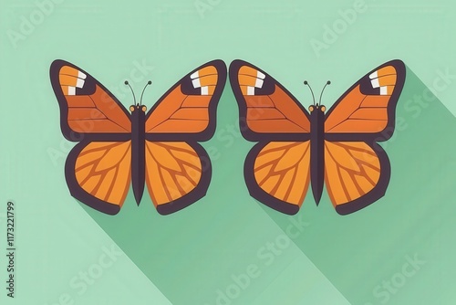 Butterflies in vibrant colors nature illustration graphic art minimalist design close-up view beauty of insects photo