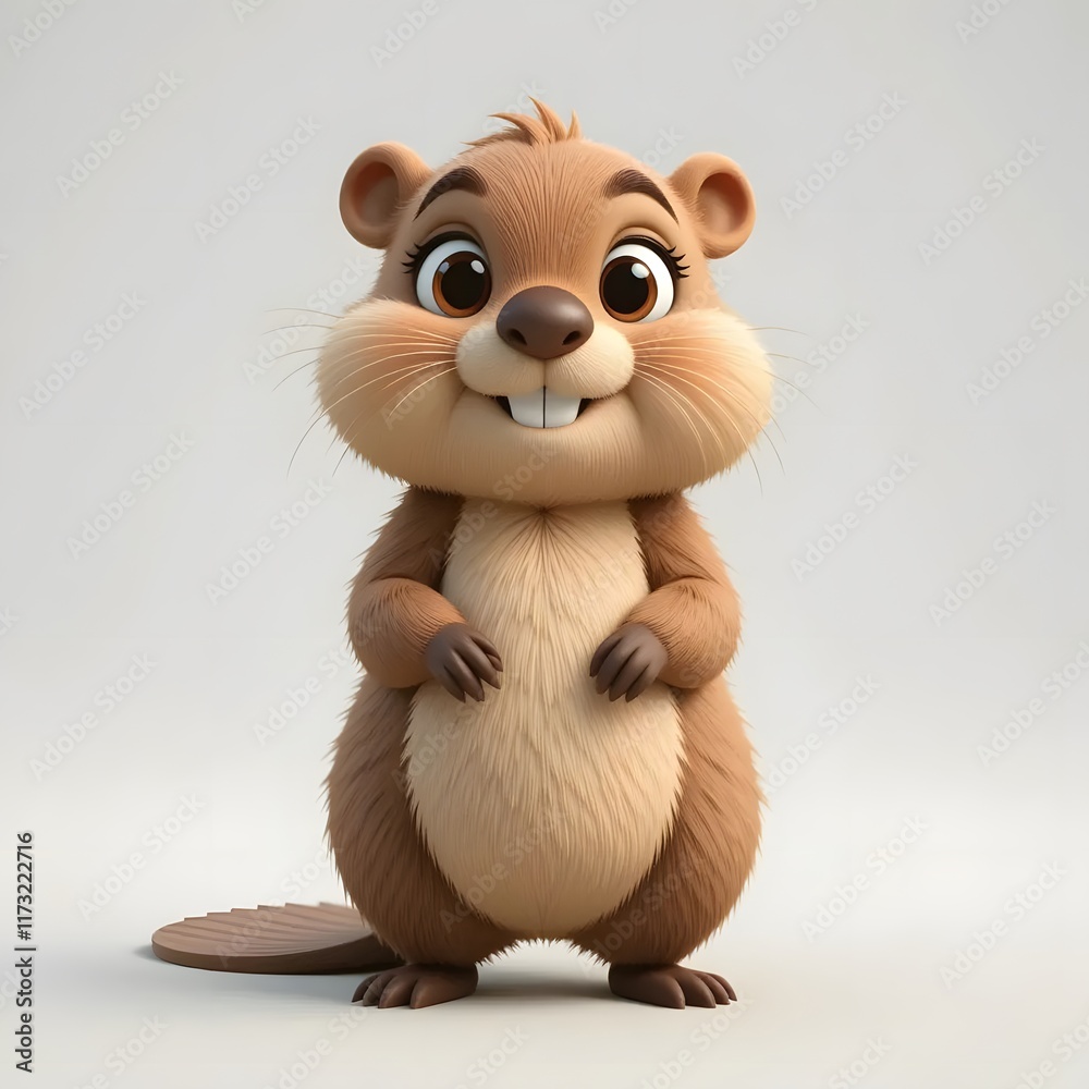 Fototapeta premium Adorable 3D Animal Character with Vibrant Colors and Playful Expression for Creative Projects. Generative AI