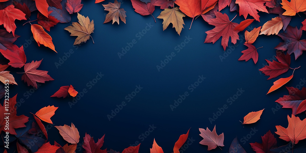 Circular arrangement of red and orange leaves, perfect for fall themed designs Circular arrangement of red and orange leaves, perfect for fall themed designs