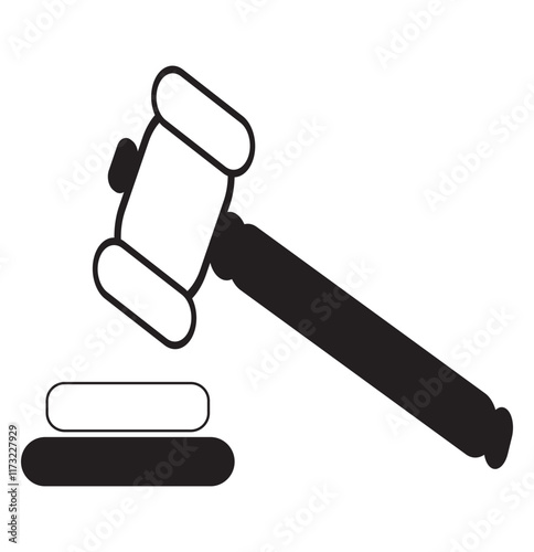 Gavel hammer icon law gavel. Auction court hammer bid authority concept symbol. Black,white and Colors Hammer.