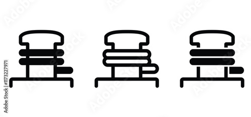 Cartoon mooring posts, or bollards icon. For ship, boat, ferry or mooring boats. Marine bollard for boats or yachts mooring. For rope tied on pier. Boat tools. Haven or port and bollard angled logo