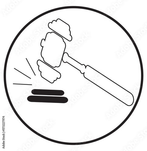 Gavel hammer icon law gavel. Auction court hammer bid authority concept symbol. Black,white and Colors Hammer.