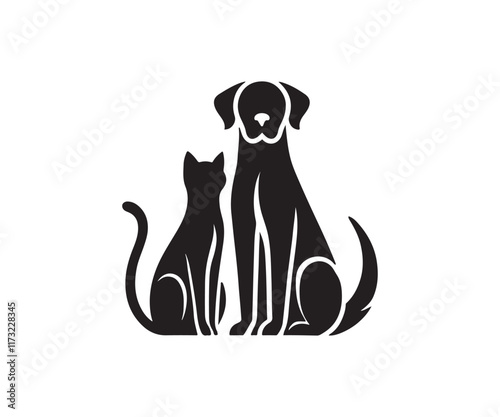 logo featuring the silhouette of a dog and a cat sitting side by side