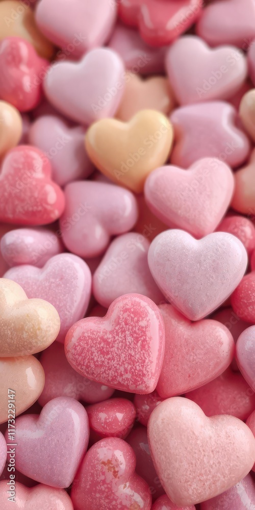 Vibrant heart-shaped candies, colorful Valentine's Day treat, chocolate, pink Vibrant heart-shaped candies, colorful Valentine's Day treat, chocolate, pink