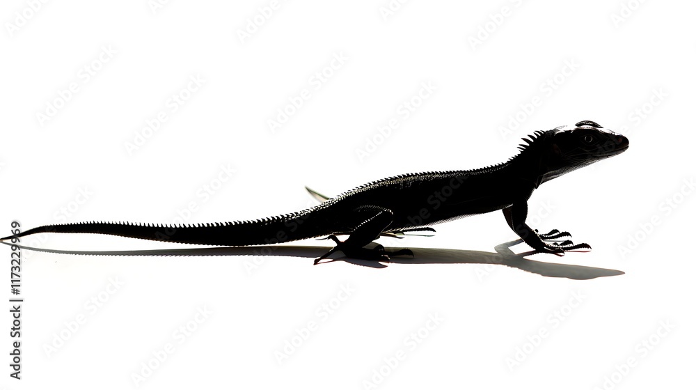 Fototapeta premium crawling lizard silhouette with long tail