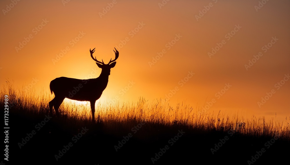 Naklejka premium deer in sunset