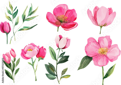 Wallpaper Mural Modern Watercolor Spring Flowers Clipart Torontodigital.ca