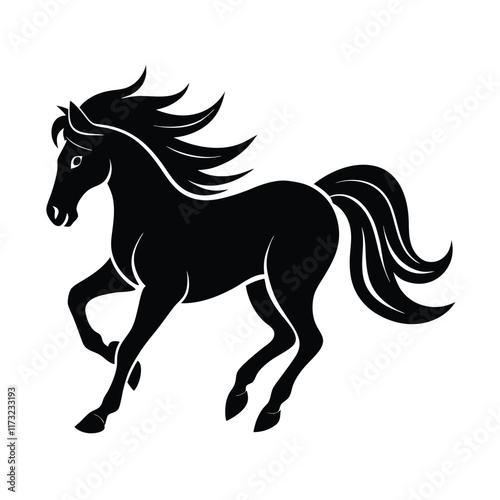 horse silhouette isolated on white