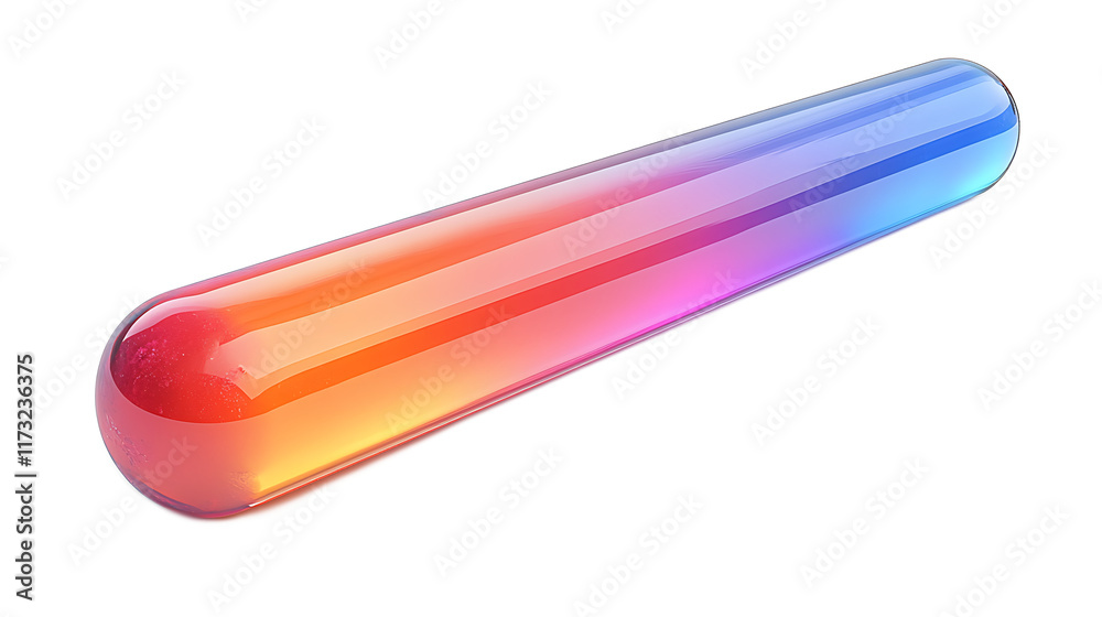 Rainbow Glass Rod: A vibrant, colorful, and iridescent glass rod with a smooth, rounded finish. The rod's gradient of colors is captivating and suggests energy, creativity, and light. The isolated. Rainbow Glass Rod: A vibrant, colorful, and iridescent glass rod with a smooth, rounded finish. The rod's gradient of colors is captivating and suggests energy, creativity, and light. The isolated.