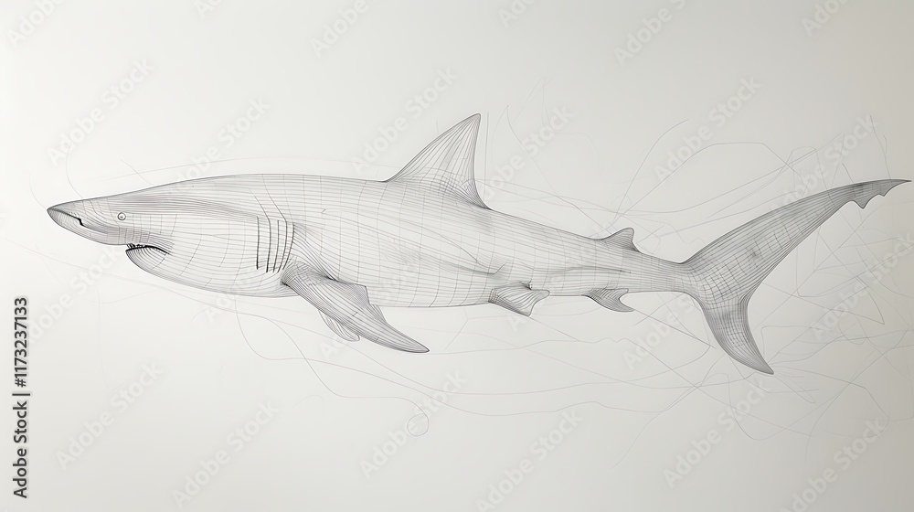 Fototapeta premium swimming shark outline with dorsal fin