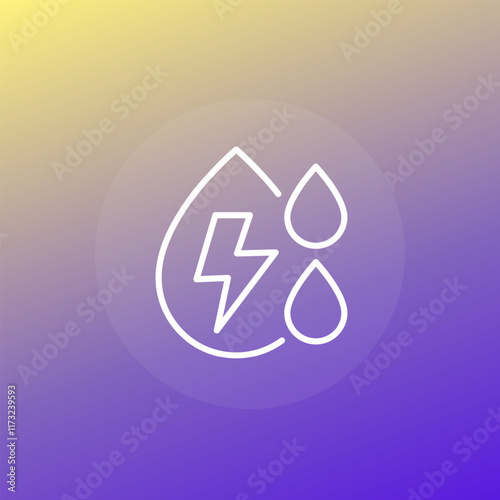 Electrolyte icon with water drops, line vector