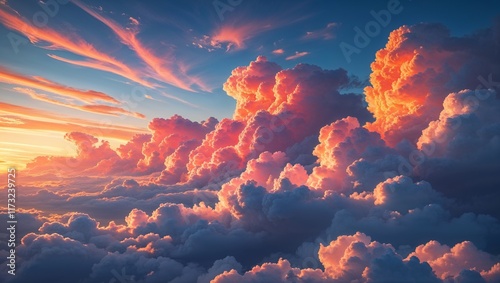 Dramatic High-Contrast Sky Background with Bold Clouds, Deep Hues, and Striking Light Play, Creating a Powerful and Dynamic Visual Impact